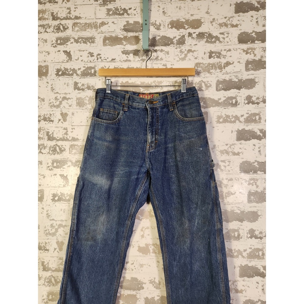 BERNE Mens Carpenter Jeans Size 30x30 Blue Denim Red Flannel Lined Workwear Pant - Picture 2 of 16
